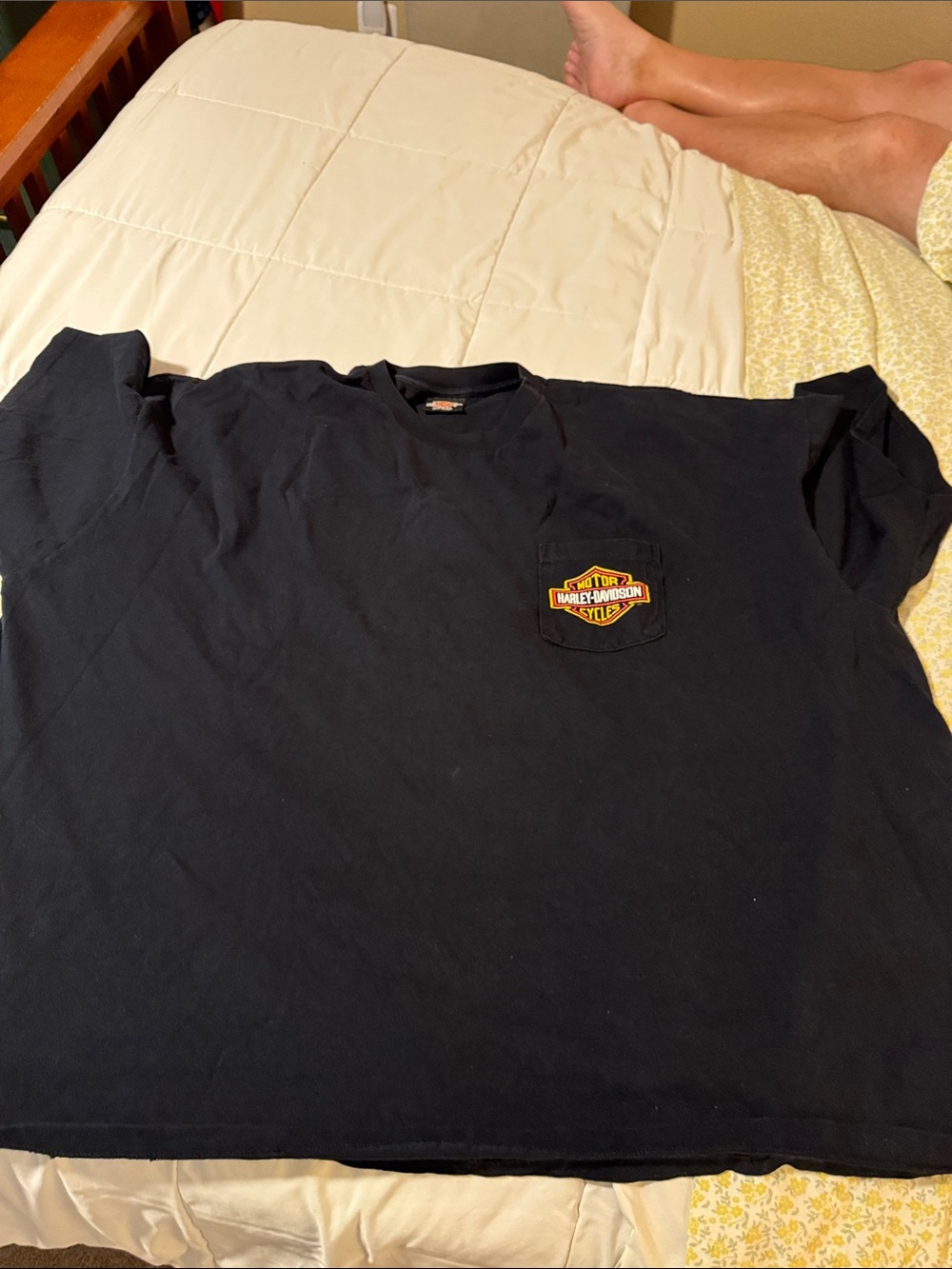 Harley-Davidson Black Short Sleeve Pocket Tee with Orange Logo